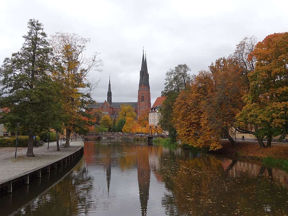 Uppsala Cathedral above the Fyris river